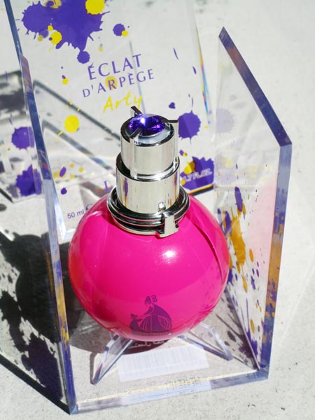 Art prints on couture perfume by Lanvin and everyday blouse by Eterna