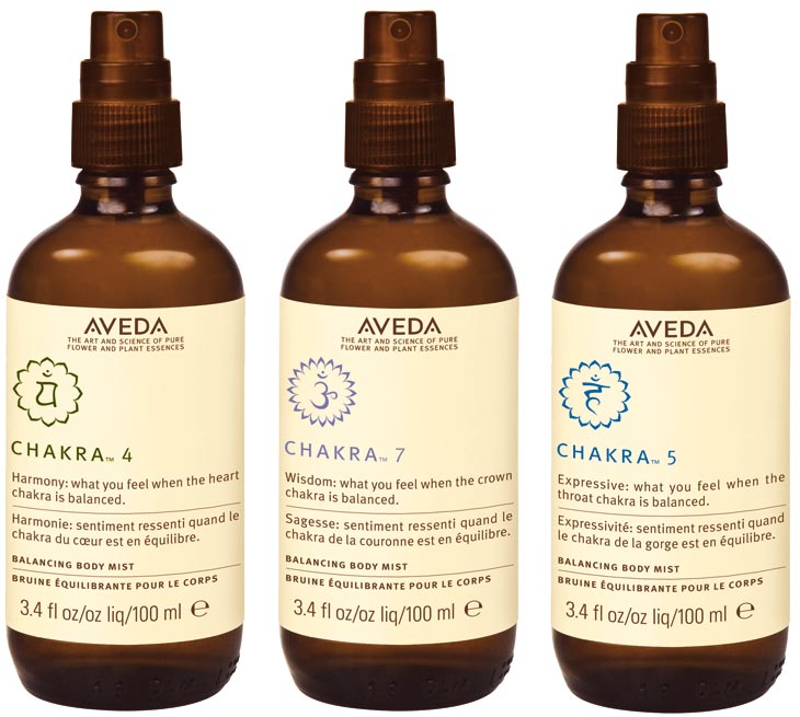 AVEDA fall 2008 aroma journey for mind and body On occasion of the 30th anniversary Aveda launches in mid September 2008 a new product series which memorates the Ayurvedic heritage of the Aveda product lines. The Chakra Balancing Body Mists - refreshing aromatic body sprays based on the seven chakras - are developed to support healing and well-being by inviting the user to an aroma journey of the mind and body.